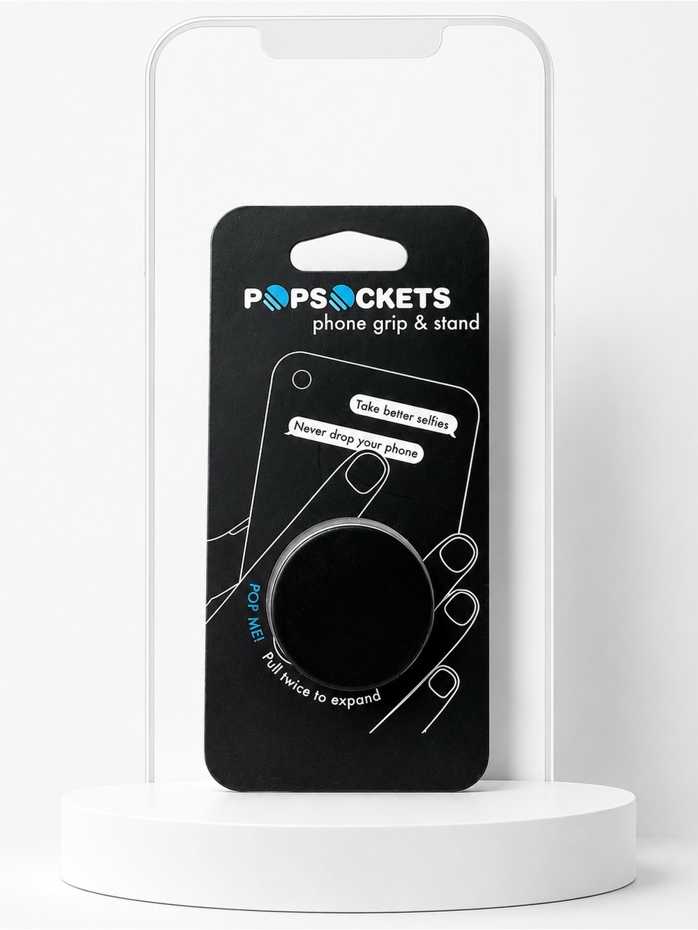 PopSockets Black Cellphone Grip and Stand with Expanding Kickstand iPhone